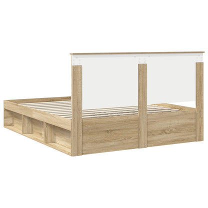 vidaXL Bed Frame with Headboard Sonoma 160 x 200 cm Solid Pine Wood