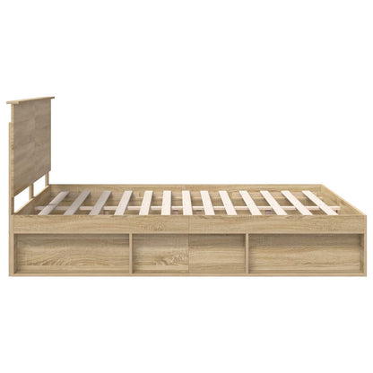 vidaXL Bed Frame with Headboard Sonoma 160 x 200 cm Solid Pine Wood