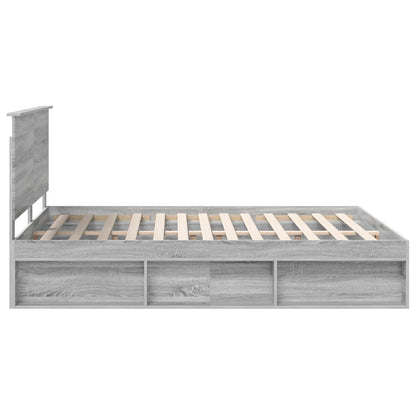 vidaXL Bed Frame Grey Sonoma 160 x 200 cm Solid Pine Wood