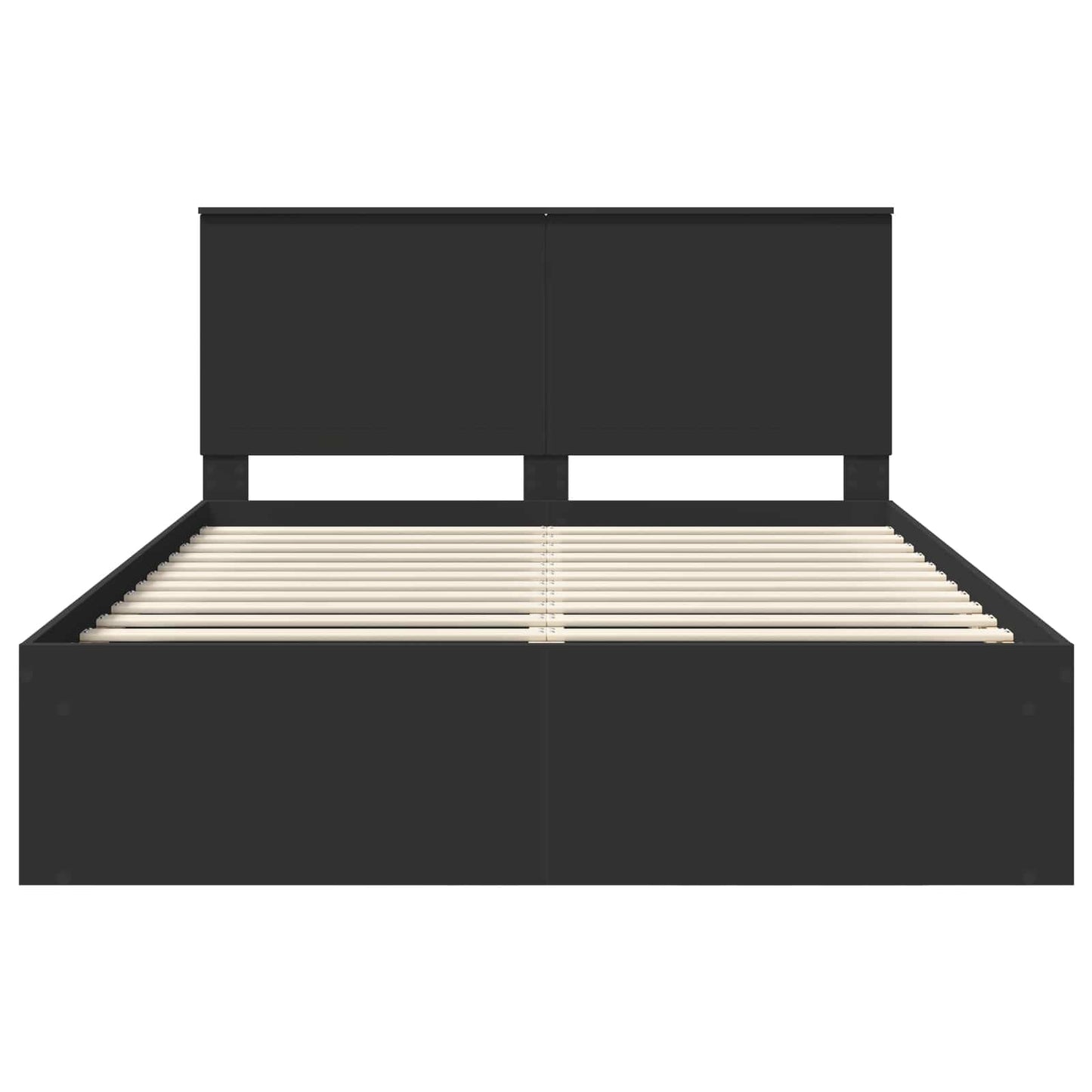 vidaXL Bed Frame with Headboard Black 150 x 200 cm Solid Pine Wood