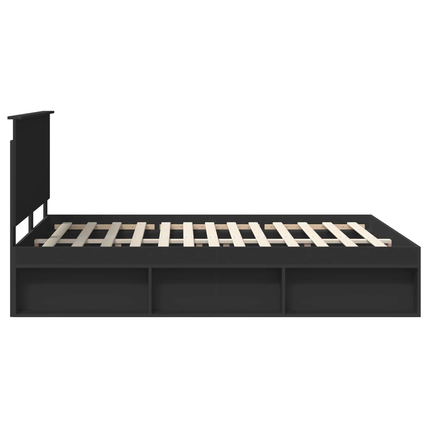 vidaXL Bed Frame with Headboard Black 150 x 200 cm Solid Pine Wood