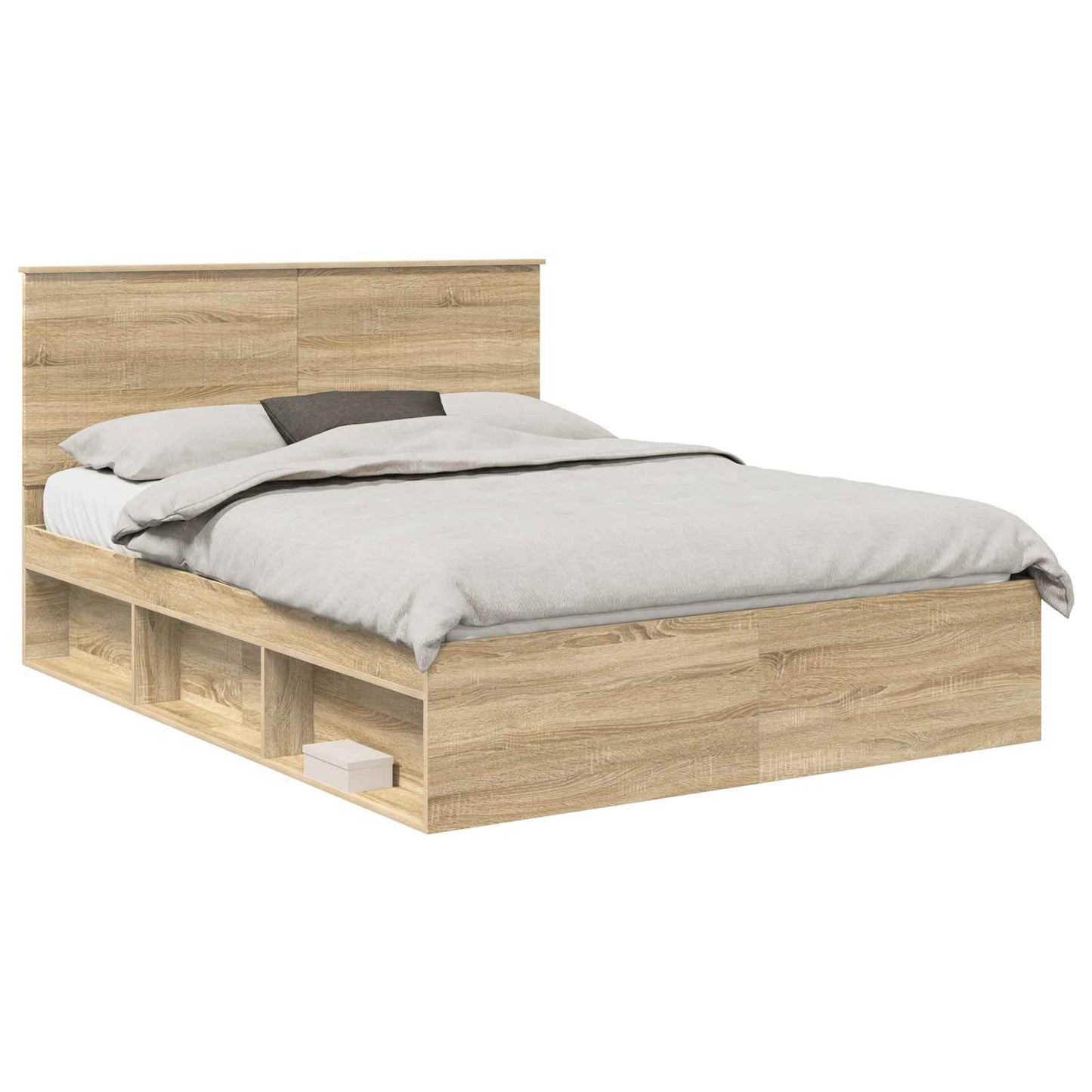 vidaXL Bed Frame Sonoma Oak 150 x 200 cm Solid Pine Wood