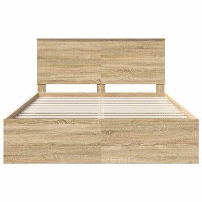 vidaXL Bed Frame Sonoma Oak 150 x 200 cm Solid Pine Wood