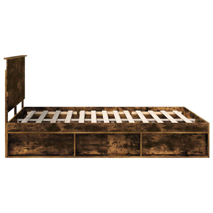 vidaXL Bed Frame Smoked Oak 150 x 200 cm Solid Pine Wood
