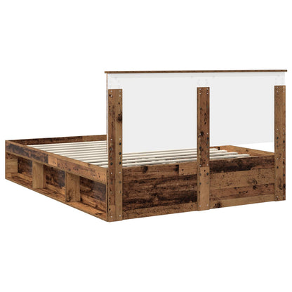 vidaXL Bed Frame with Headboard Old Wood 150 x 200 cm Solid Pine Wood