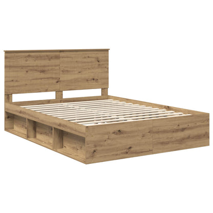 vidaXL Bed Frame Artisian Oak 150 x 200 cm Solid Pine Wood