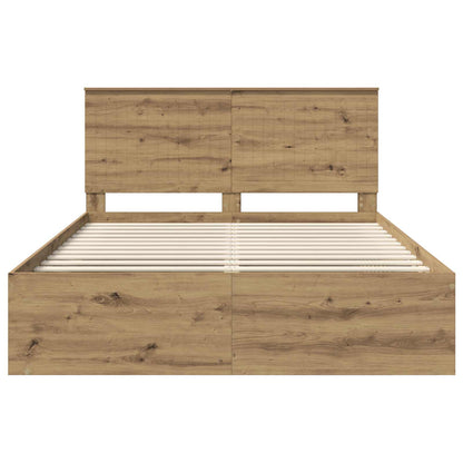 vidaXL Bed Frame Artisian Oak 150 x 200 cm Solid Pine Wood