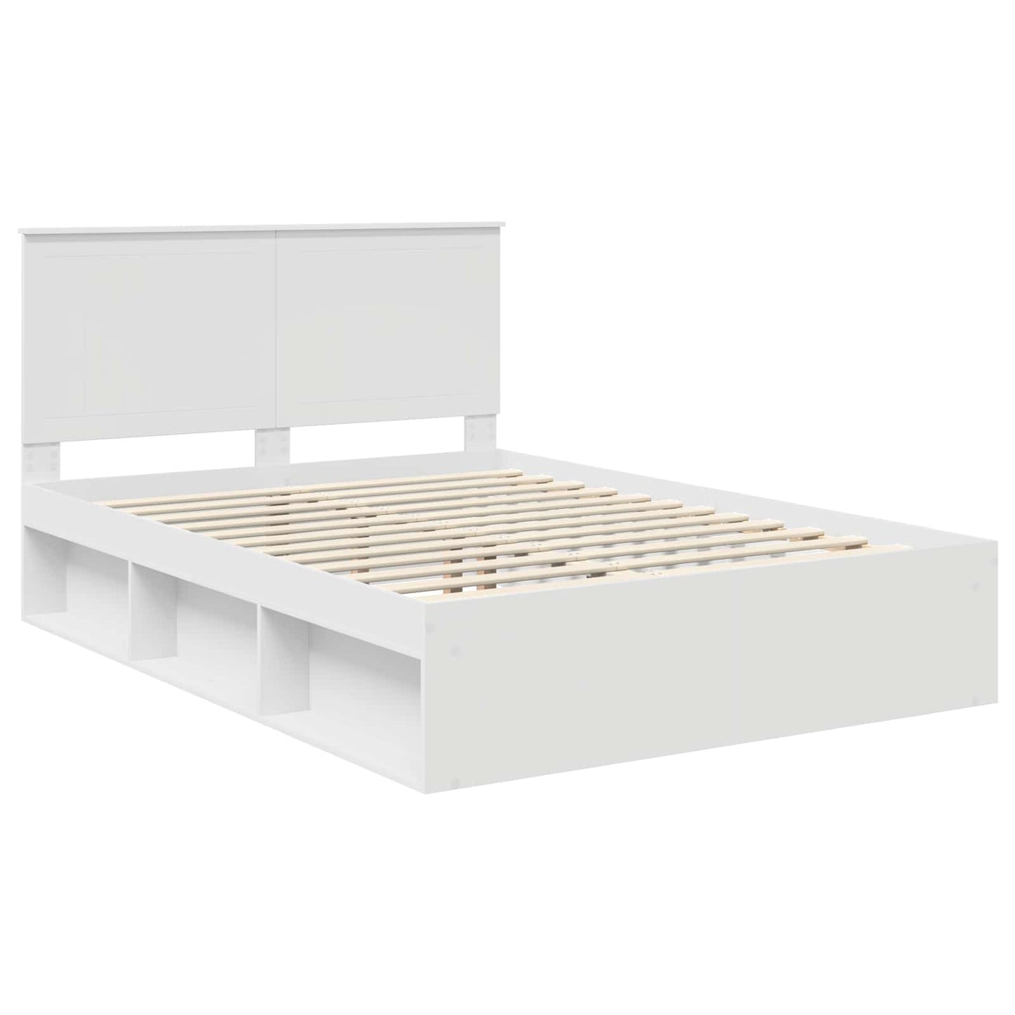 vidaXL Bed Frame with Headboard White 140 x 200 cm Solid Pine Wood