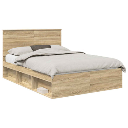 vidaXL Bed Frame with Headboard Sonoma 140 x 200 cm Solid Pine Wood