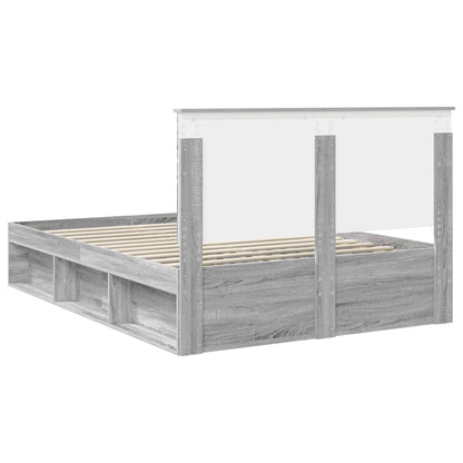 vidaXL Bed Frame Grey Sonoma 140 x 200 cm Solid Pine Wood