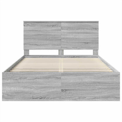 vidaXL Bed Frame Grey Sonoma 140 x 200 cm Solid Pine Wood