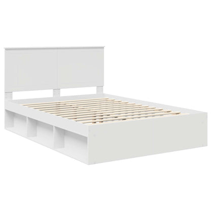 vidaXL Bed Frame with Headboard White 140 x 190 cm Solid Pine Wood