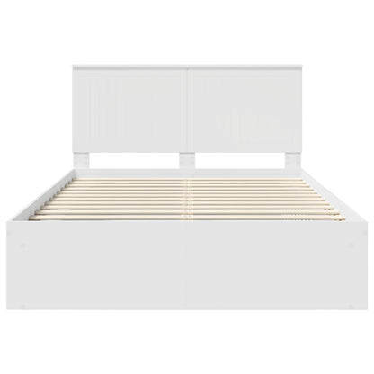 vidaXL Bed Frame with Headboard White 140 x 190 cm Solid Pine Wood