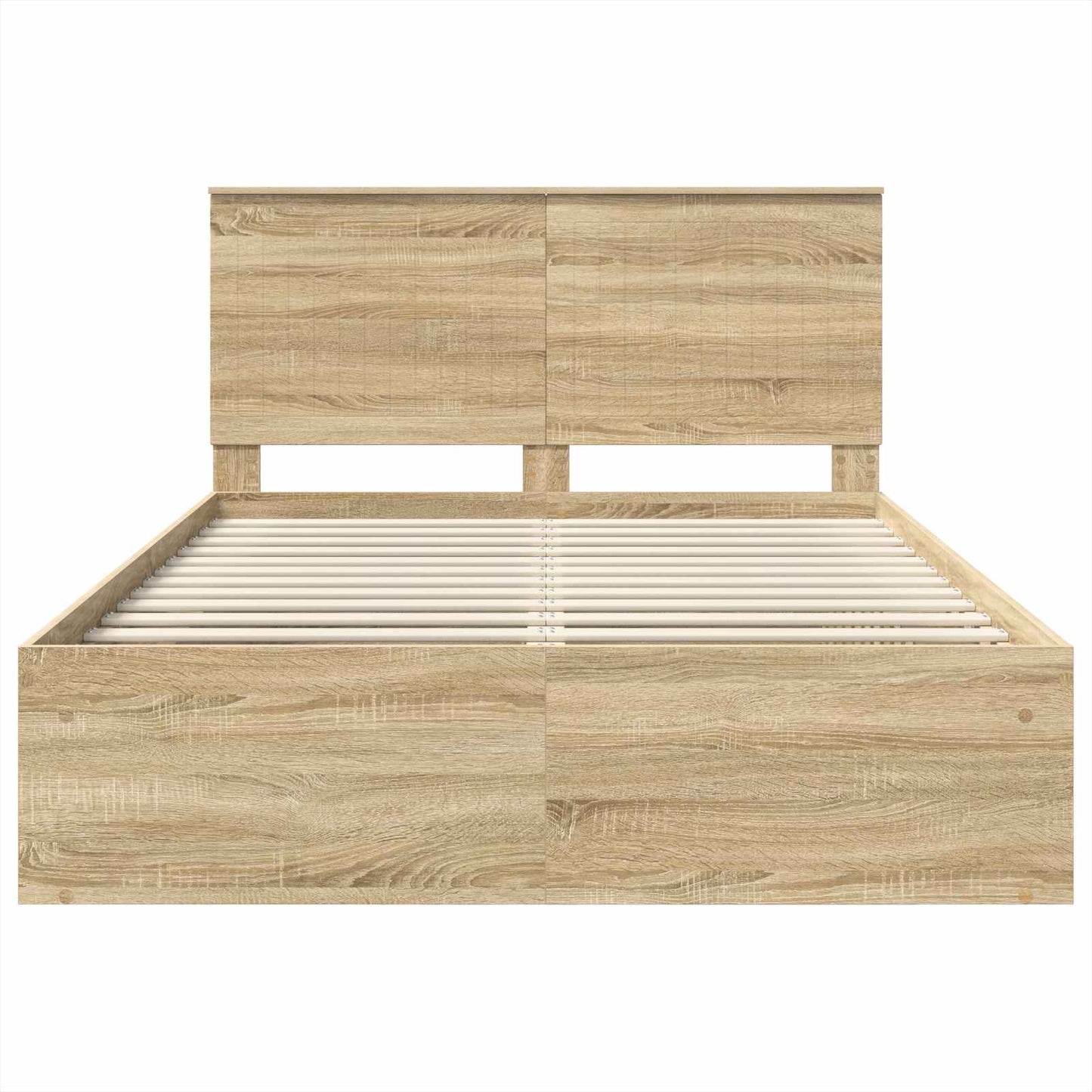 vidaXL Bed Frame with Headboard Sonoma 140 x 190 cm Solid Pine Wood
