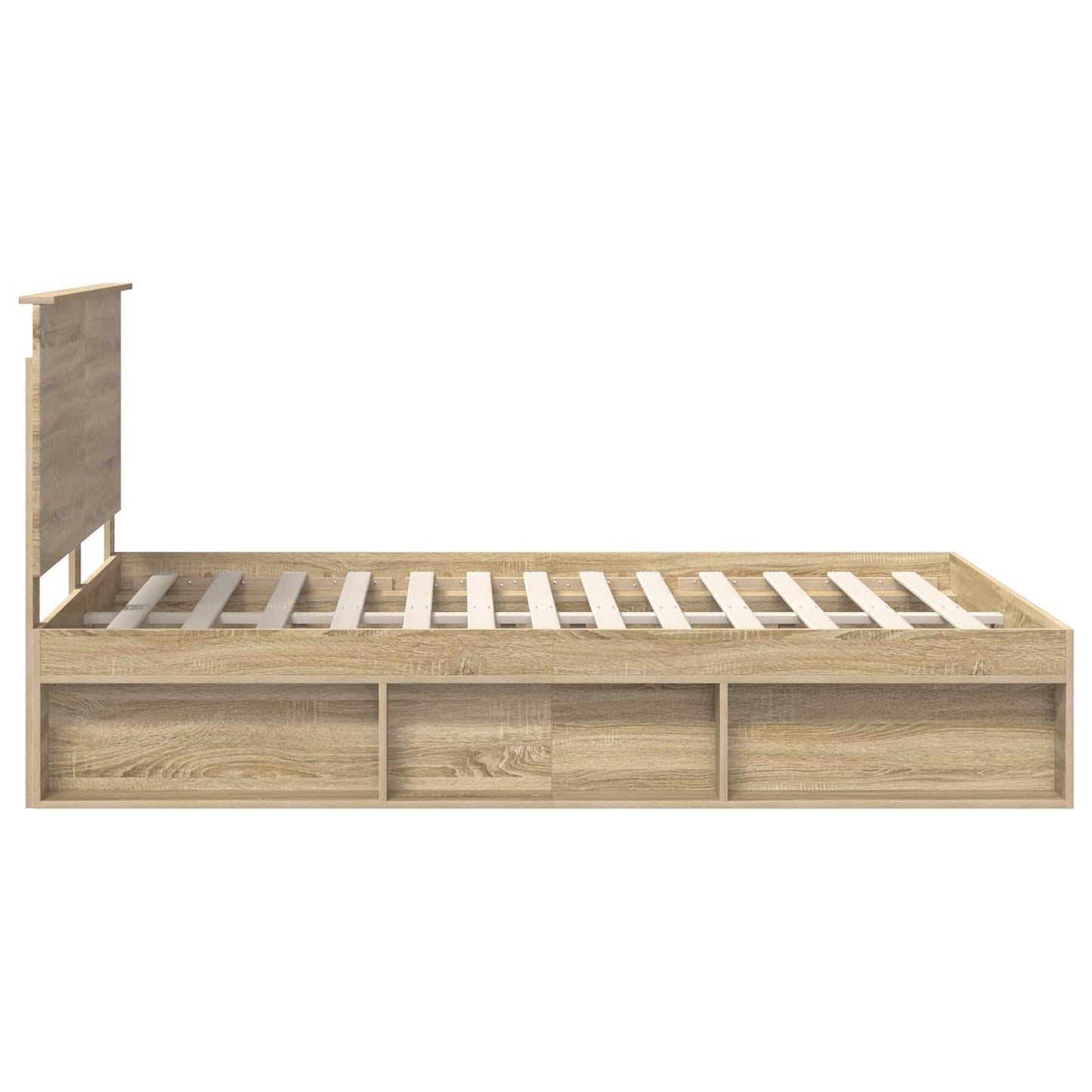 vidaXL Bed Frame with Headboard Sonoma 140 x 190 cm Solid Pine Wood