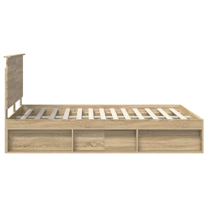 vidaXL Bed Frame with Headboard Sonoma 140 x 190 cm Solid Pine Wood