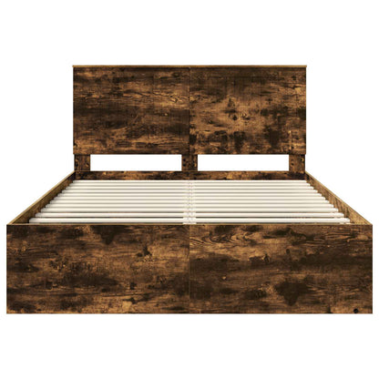 vidaXL Bed Frame Smoked Oak 140 x 190 cm Solid Pine Wood