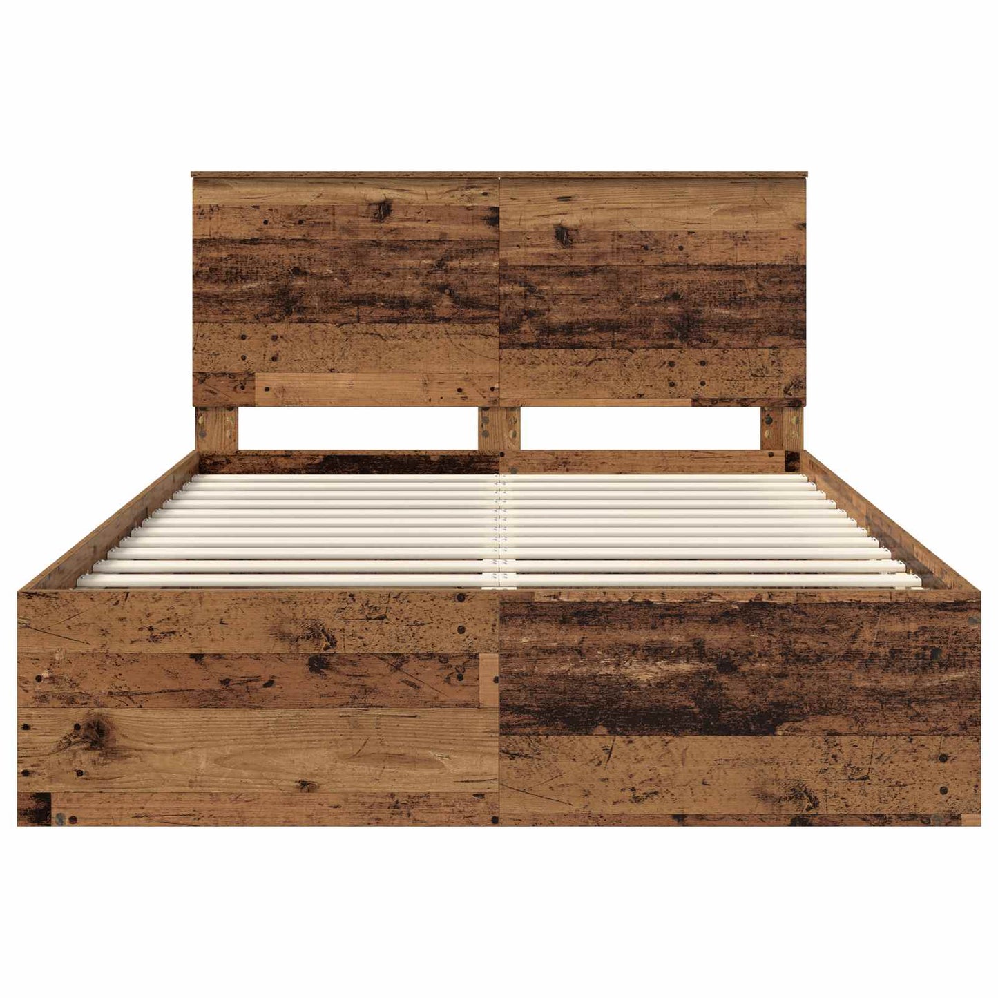 vidaXL Bed Frame with Headboard Old Wood 140 x 190 cm Solid Pine Wood