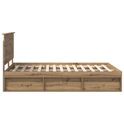 vidaXL Bed Frame Artisian Oak 140 x 190 cm Solid Pine Wood