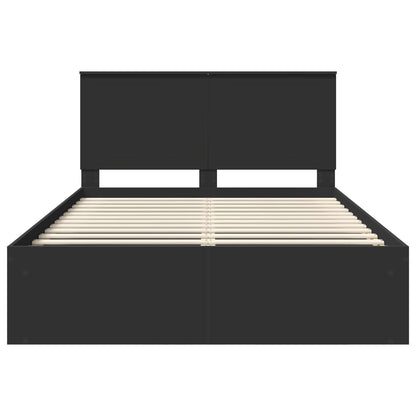 vidaXL Bed Frame with Headboard Black 135 x 190 cm Solid Pine Wood