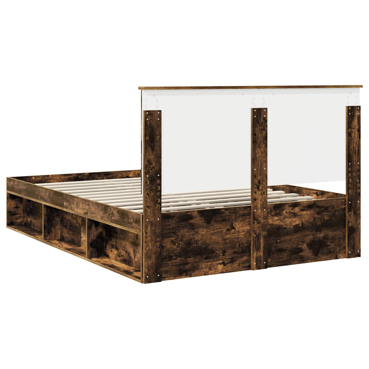 vidaXL Bed Frame Smoked Oak 135 x 190 cm Solid Pine Wood