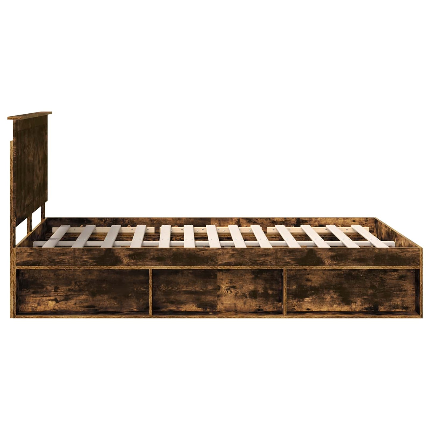 vidaXL Bed Frame Smoked Oak 135 x 190 cm Solid Pine Wood