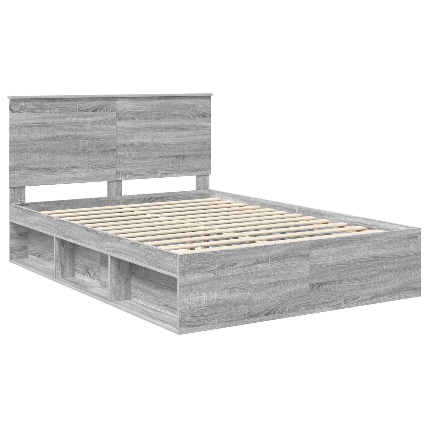 vidaXL Bed Frame Grey Sonoma 135 x 190 cm Solid Pine Wood