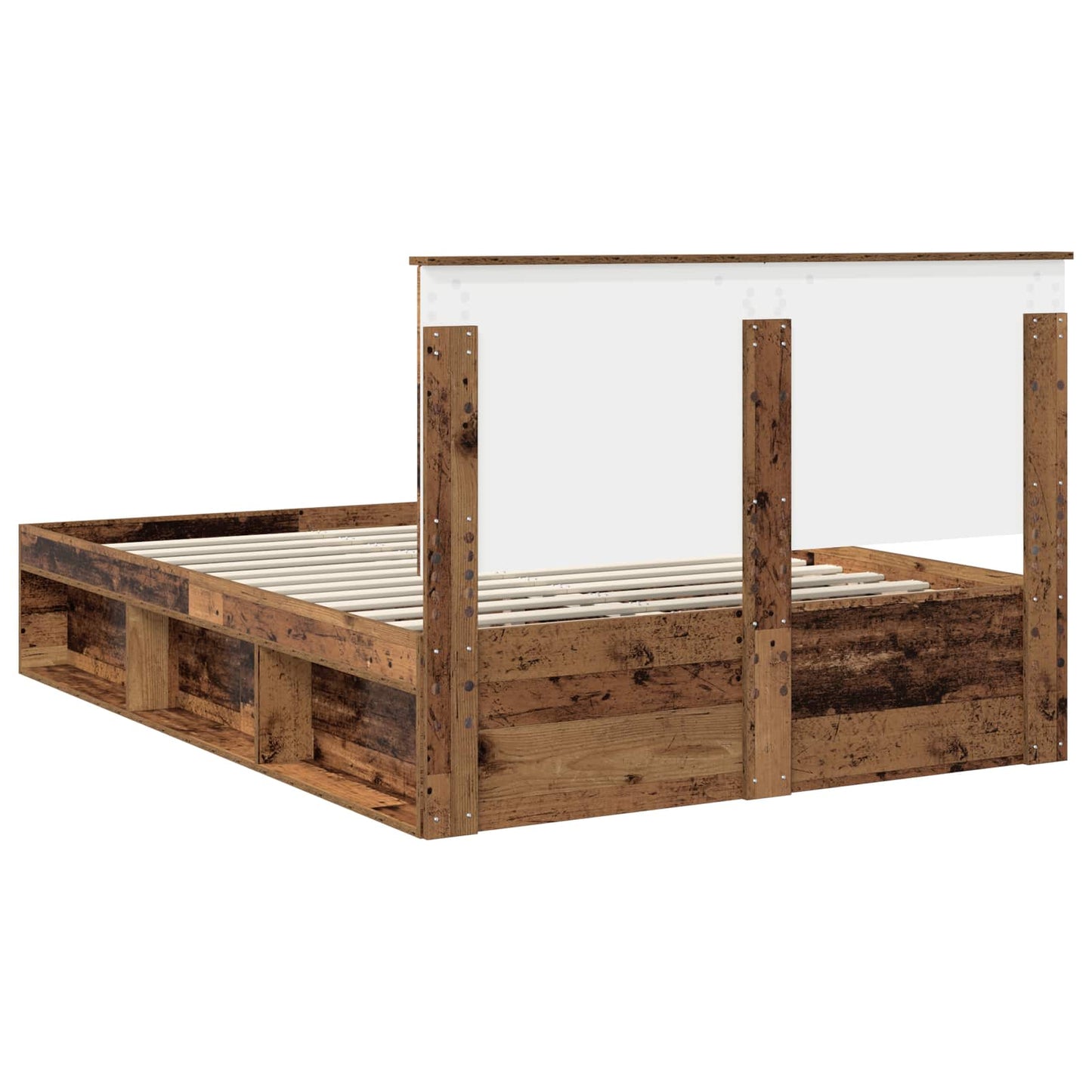 vidaXL Bed Frame with Headboard Old Wood 135 x 190 cm Solid Pine Wood