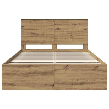 vidaXL Bed Frame Artisian Oak 135 x 190 cm Solid Pine Wood