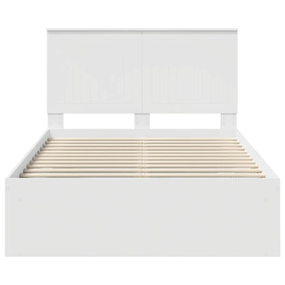 vidaXL Bed Frame with Headboard White 120 x 200 cm Solid Pine Wood