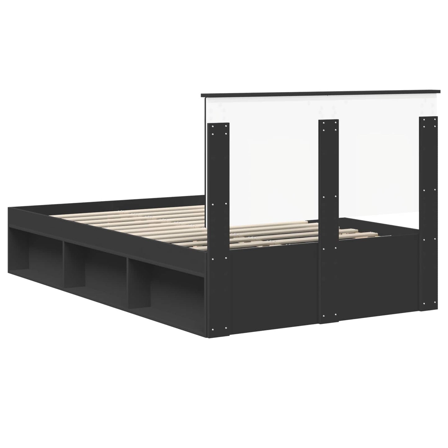 vidaXL Bed Frame with Headboard Black 120 x 200 cm Solid Pine Wood