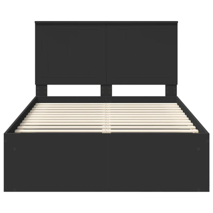 vidaXL Bed Frame with Headboard Black 120 x 200 cm Solid Pine Wood
