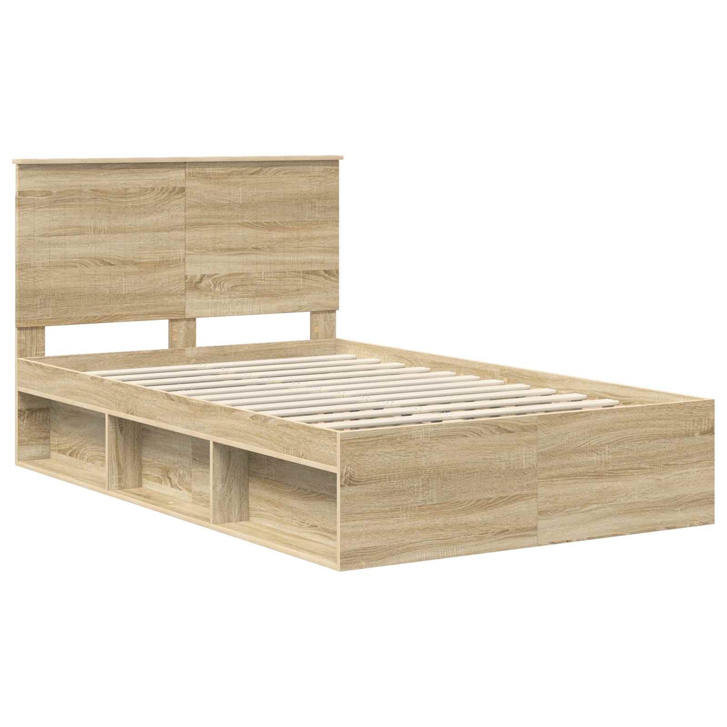 vidaXL Bed Frame with Headboard Sonoma 120 x 200 cm Solid Pine Wood