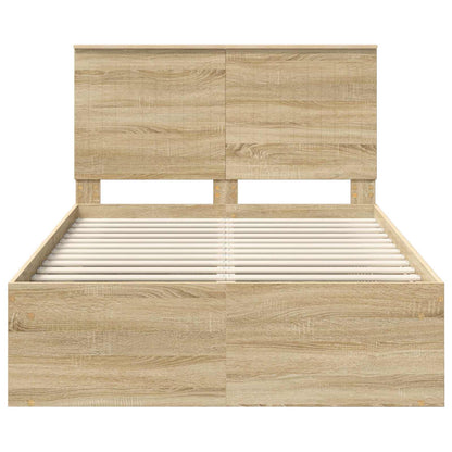 vidaXL Bed Frame with Headboard Sonoma 120 x 200 cm Solid Pine Wood