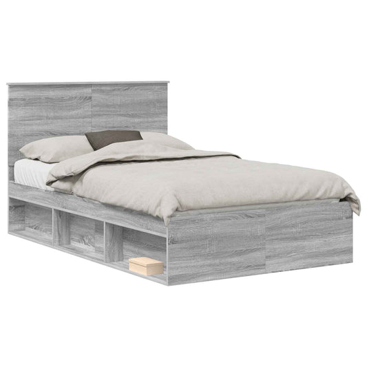 vidaXL Bed Frame Grey Sonoma 120 x 200 cm Solid Pine Wood