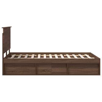 vidaXL Bed Frame with Headboard Brown Oak 120 x 200 cm Solid Pine Wood