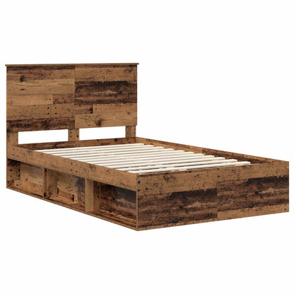 vidaXL Bed Frame with Headboard Old Wood 120 x 200 cm Solid Pine Wood