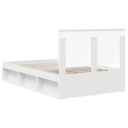 vidaXL Bed Frame with Headboard White 120 x 190 cm Solid Pine Wood