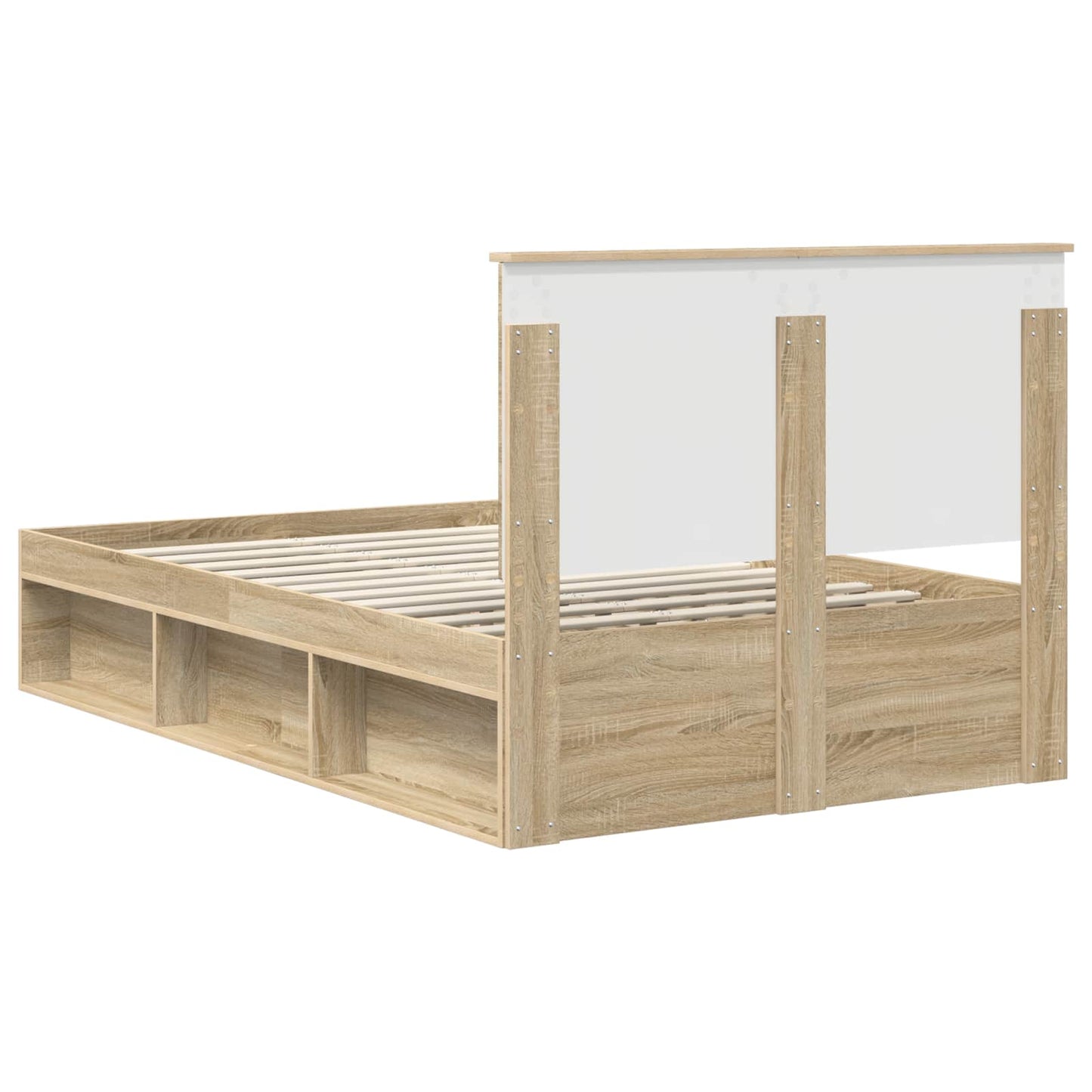 vidaXL Bed Frame with Headboard Sonoma 120 x 190 cm Solid Pine Wood