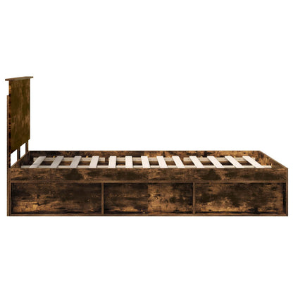 vidaXL Bed Frame Smoked Oak 120 x 190 cm Solid Pine Wood