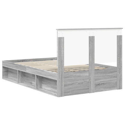 vidaXL Bed Frame Grey Sonoma 120 x 190 cm Solid Pine Wood