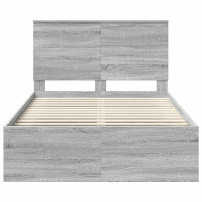 vidaXL Bed Frame Grey Sonoma 120 x 190 cm Solid Pine Wood
