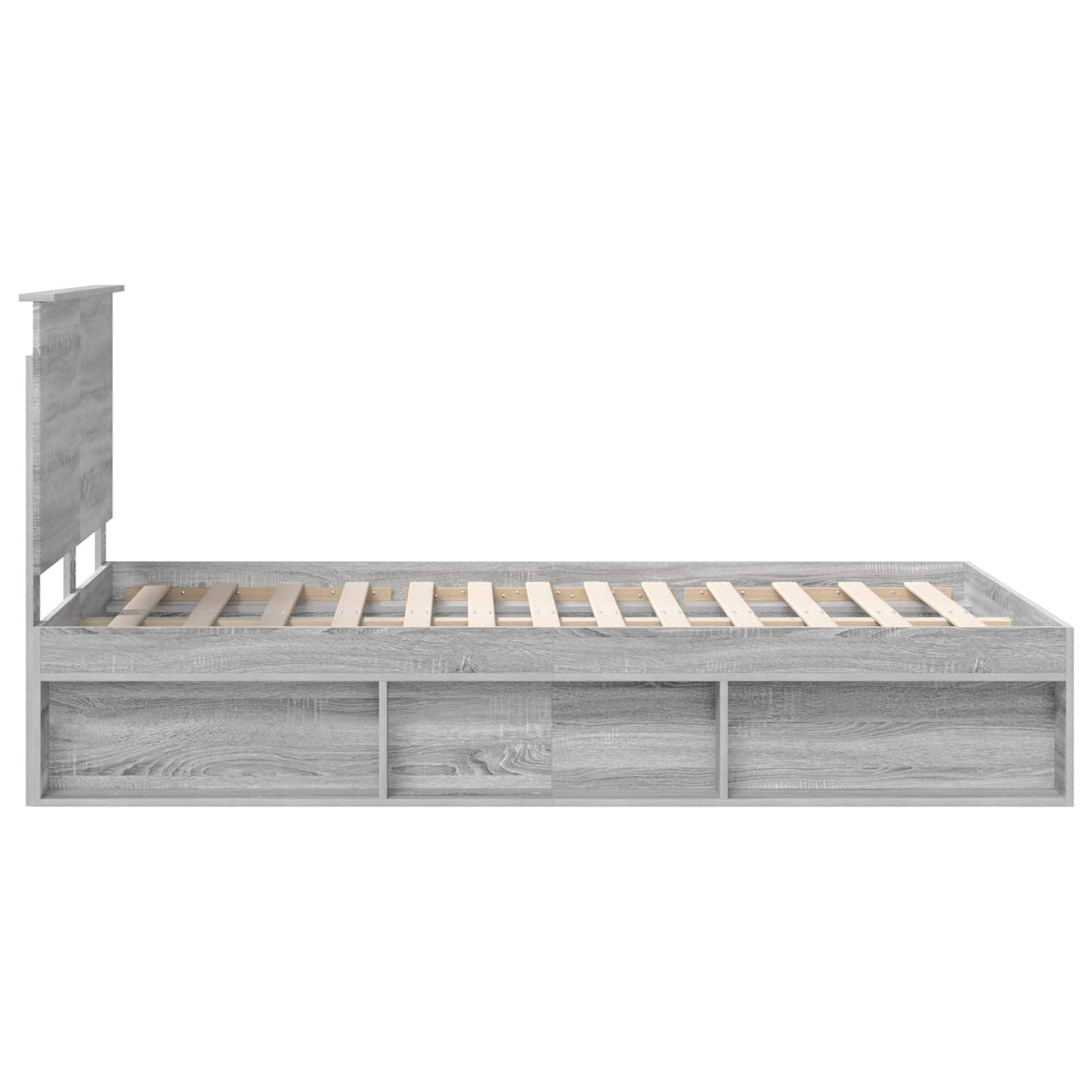 vidaXL Bed Frame Grey Sonoma 120 x 190 cm Solid Pine Wood