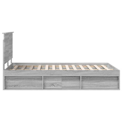 vidaXL Bed Frame Grey Sonoma 120 x 190 cm Solid Pine Wood