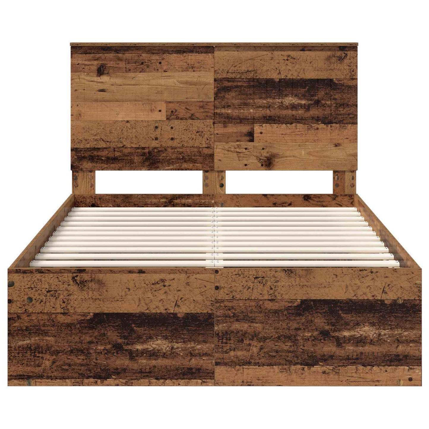 vidaXL Bed Frame with Headboard Old Wood 120 x 190 cm Solid Pine Wood