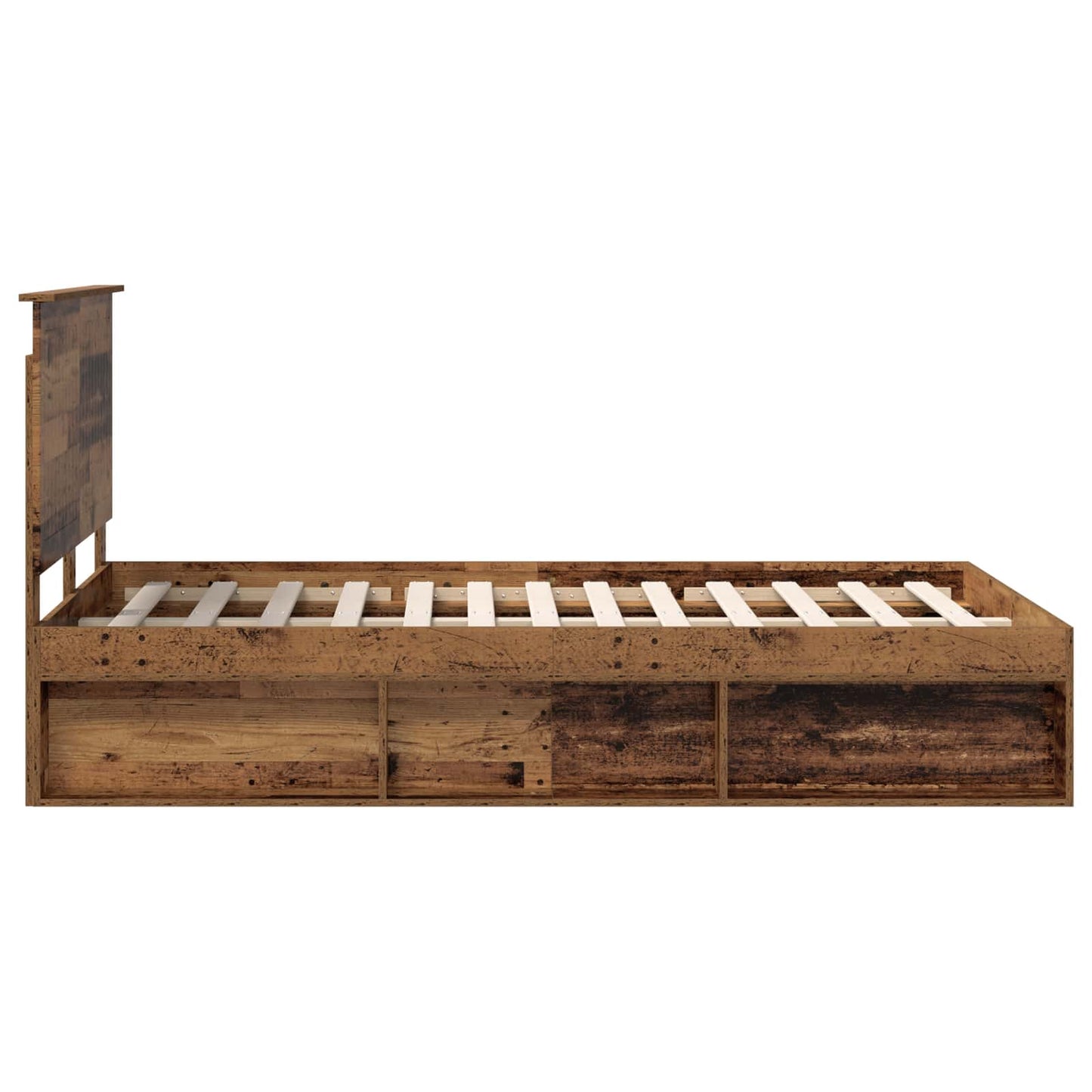 vidaXL Bed Frame with Headboard Old Wood 120 x 190 cm Solid Pine Wood