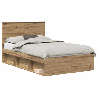 vidaXL Bed Frame Artisian Oak 120 x 190 cm Solid Pine Wood