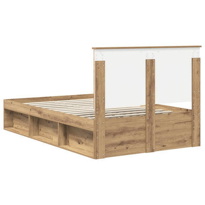 vidaXL Bed Frame Artisian Oak 120 x 190 cm Solid Pine Wood