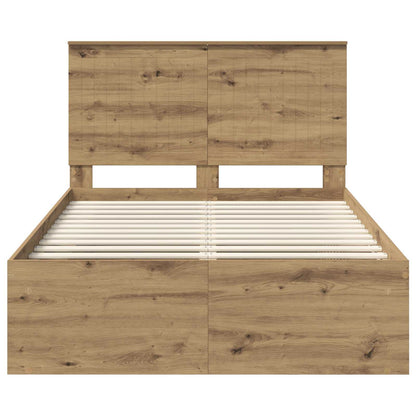 vidaXL Bed Frame Artisian Oak 120 x 190 cm Solid Pine Wood