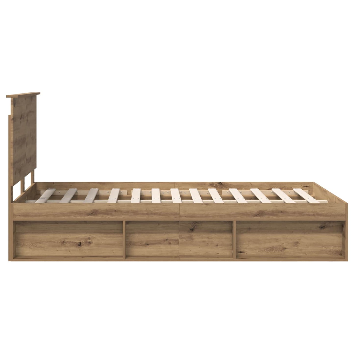 vidaXL Bed Frame Artisian Oak 120 x 190 cm Solid Pine Wood